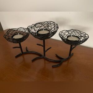 Wire and metal, floral tea candle holder